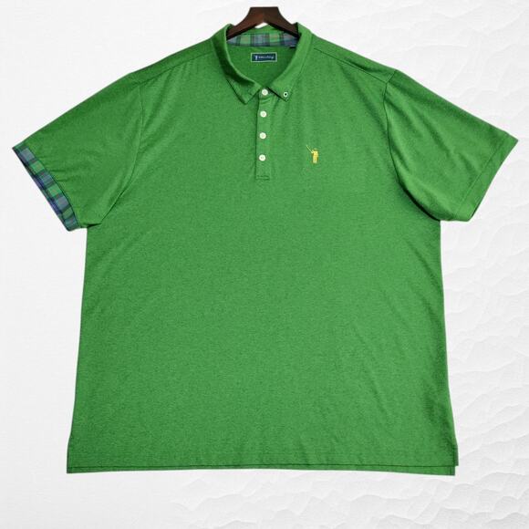 William Murray Golf Other - William Murray Golf Polo Shirt Mens 3XL Green Plaid Trim SS Wicking Stretch Logo